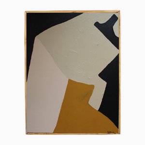 Bodasca, Composición abstracta ocre y negro, década de 2020, Acrílico sobre lienzo
