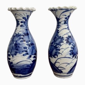 Vases Balustre Imari Bleus et Blancs, Japon, 1900s, Set de 2