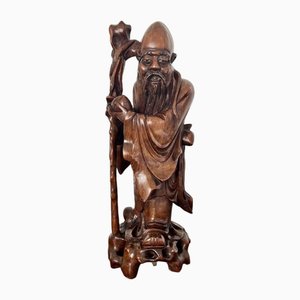 Figura grande in legno intagliato, Cina, inizio XX secolo