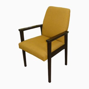 Gepolsterter Sessel mit Hopsack in Gelb-Dunkelbraun, 1960er