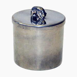 Norwegian Pewter Lid Box with Bear Knob by Pa Lie, Oslo, 1938