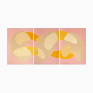 Ryan Rivadeneyra, Triptyque Pink Lagoon Sands, 2023, Acrylique sur Papier