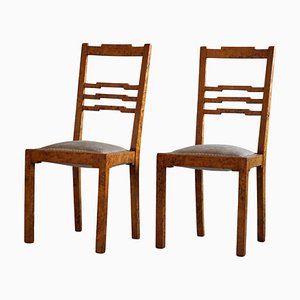 Swedish Art Deco Dining Room Chairs in Birch, 1920s, Set of 2