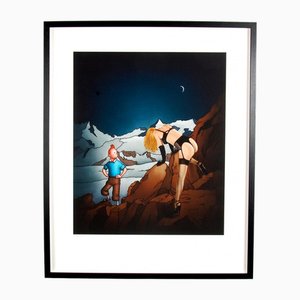 Ole Ahlberg, Composition avec Tintin, Impression Giclée, Encadré