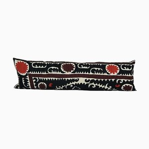 Faded Black Textile Samarkand Suzani Uzbek Bedding Cushion Cover