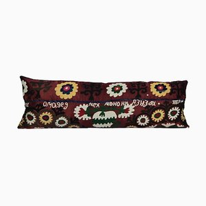 Housse de Coussin Literie Lombaire Suzani Floral Rouge Délavé Tachkent