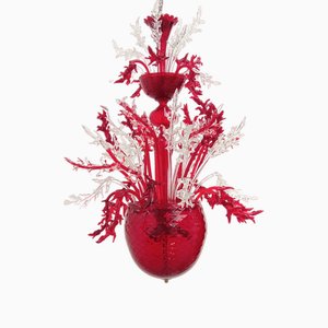 Lustre en Verre de Murano Rouge, 1990s