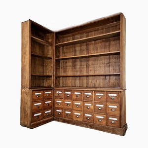 Large Oak Apothecary Corner Cabinet