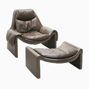 Proposals P60 Lounge Chair & P61 Ottoman by Vittorio Introini for Saporiti, Italy, 1970s, Set of 2