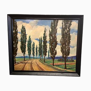 Avenue of Trees, Oil Painting, 1920s, Framed