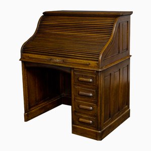 Edwardian Oak Roll Top Desk, 1890s