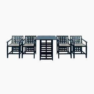 Tavolo e poltrone di Charles Rennie Mackintosh per Cassina, anni '70, set di 5