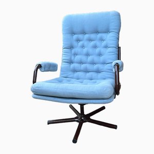 Mid-Century Swivel Chair in Duck Egg Blue, 1970s