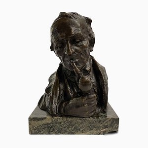 Hans Muller, Busto de hombre con pipa, finales del siglo XIX, bronce