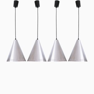 Mid-Century Modern Aluminum Pendant Lamps by Goldkant, Germany, 1970s, Set of 4