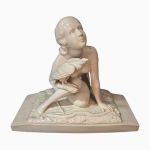 Figura Art Déco di donna in terracotta di Bohumil Rezl