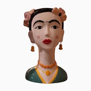Italian Porcelain Vase in the Style of Frida Kahlo