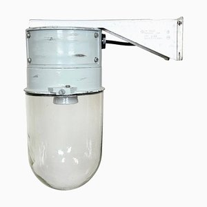 Lámpara de pared industrial de aluminio con vidrio claro de Elektrosvit, años 70