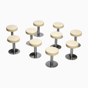 Modern Chrome Side Stools in Leatherette, 1970, Set of 10