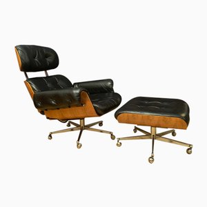 Swiss Armchair with Footstool by Martin Stoll for Stoll Giroflex, 1960s, Set of 2