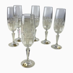 Copas de champán vintage de cristal de Bohemia, años 80. Juego de 6