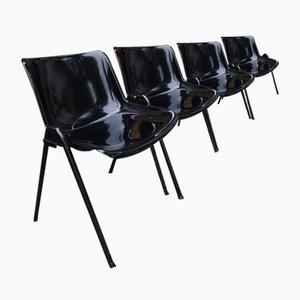 Modus Black Plastic Chairs by Osvaldo Borsani for Tecno, 1980s, Set of 4