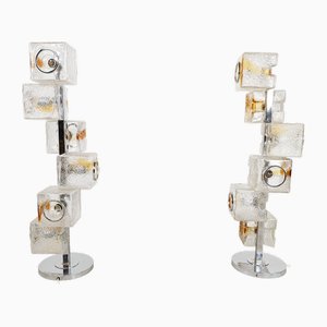 Glass Cube Floor Lamps attributed to Toni Zuccheri for Veart, 1970s, Set of 2