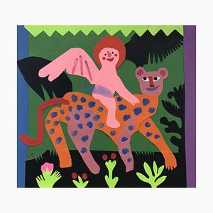 Marianna Oklejak, Un leopardo e un putto, 2020, Collage su carta