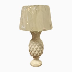 Grande Lampe de Bureau Bulbous Pineapple en Marbre Blanc, 1960s