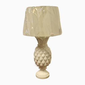 Large Bulbous Pineapple Table Lamp in White Marble, 1960s