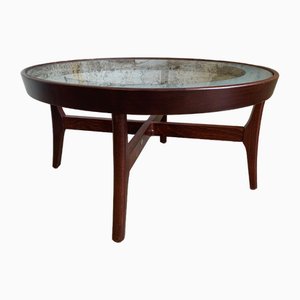 Round Wooden and Glass Coffee Table from Baumann, France, 1960s