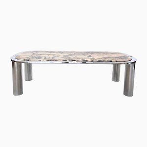 Coffee Table in Marble and Chromed Steel, Italy, 1970s