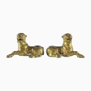 Gilded Bronze Lions in Golden Bronze from Norimberga, 1500s, Set of 2