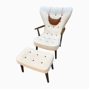 Set of Pragh Lounge Chair and Ottoman by Madsen & Schubell, 1950s