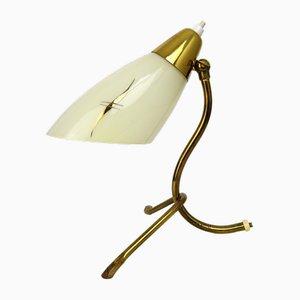 Lámpara de mesa ajustable Mid-Century con base de cuervo de latón, Italia, años 50