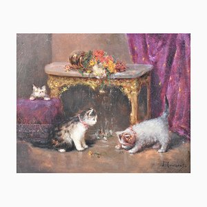 J. Laurent, Cani e gatti, 1880, Olio su tela