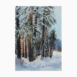 Dariusz Aniszewski, Winter Scene, 1996, Watercolor