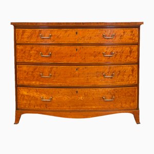 George III Satinwood & Banded Bow Fronted Chest Commode, 1790s