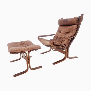 Mid-Century Siesta Lounge Armchair and Footstool by Ingmar Relling for Westnofa, 1960s, Set of 2