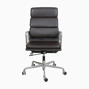 Vintage EA-219 Office Chair in Dark Brown Leather by Charles Eames for Vitra, 2000s