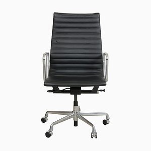 EA-119 Office Chair in Black Leather by Charles Eames for Herman Miller