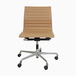 EA-115 Office Chair in Beige Leather by Charles Eames for Vitra