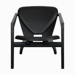 Butterfly Chair with Black Frame and Leather by Hans Wegner for Getama