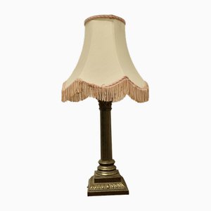 Vintage Corinthian Column Table Lamp with Shade, 1920s