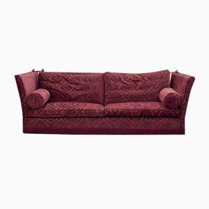 Rotes englisches 5-Sitzer Sofa aus Samt, 1990er