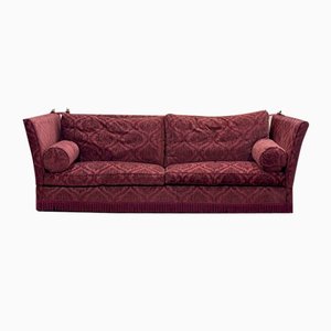 Sofá de cinco plazas inglés de terciopelo rojo, años 90
