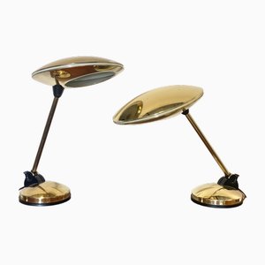 Space Age Table Lamps in Brass, 1970s, Set of 2