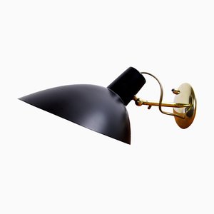 Visor Black Wall Lamp in Brass by Vittoriano Vigano for Arteluce, 1950s