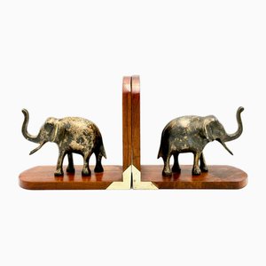 Fermalibri Mid-Century con elefante, anni '60, set di 2
