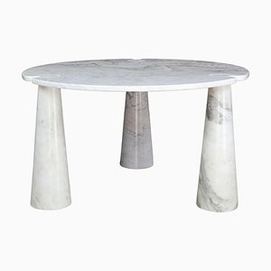 Round White Carrara Marble Eros Coffee Table by Angelo Mangiarotti for Skipper, 1970s